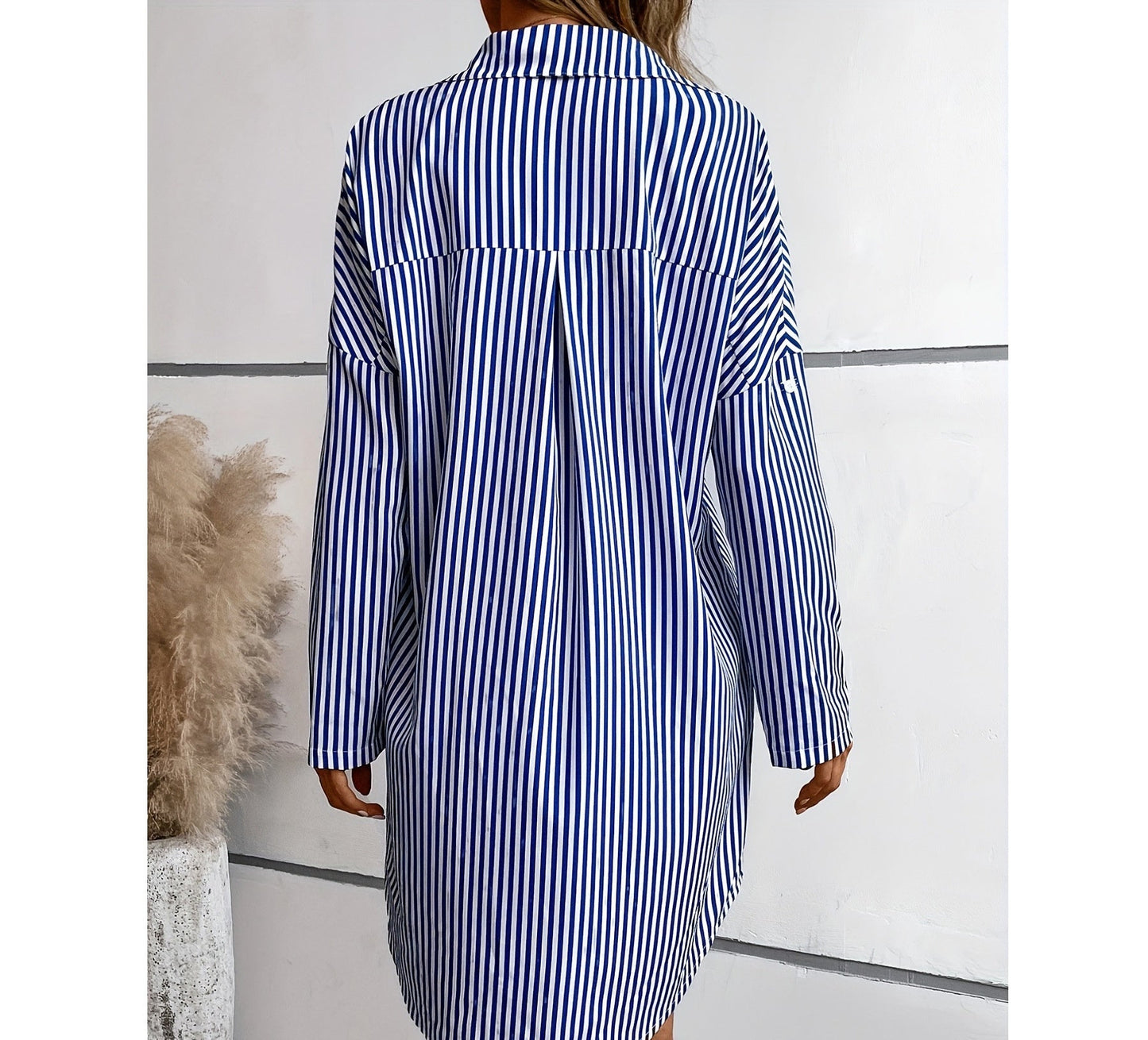 Kate – Robe Chemise Décontractée à Rayures avec Poches