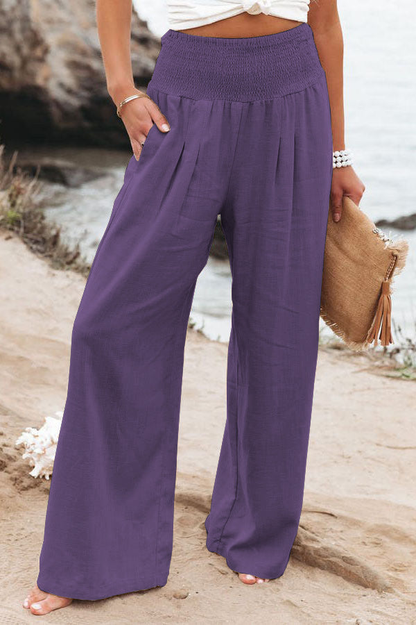 Faith – Pantalon large en coton et lin