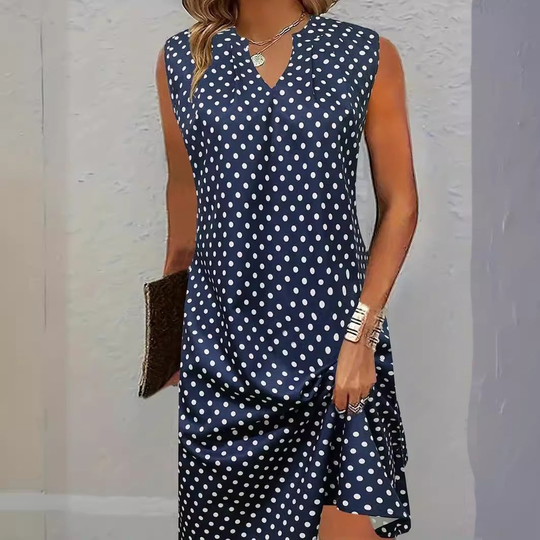 Megan – Robe avec Col en V à Pois Imprimés