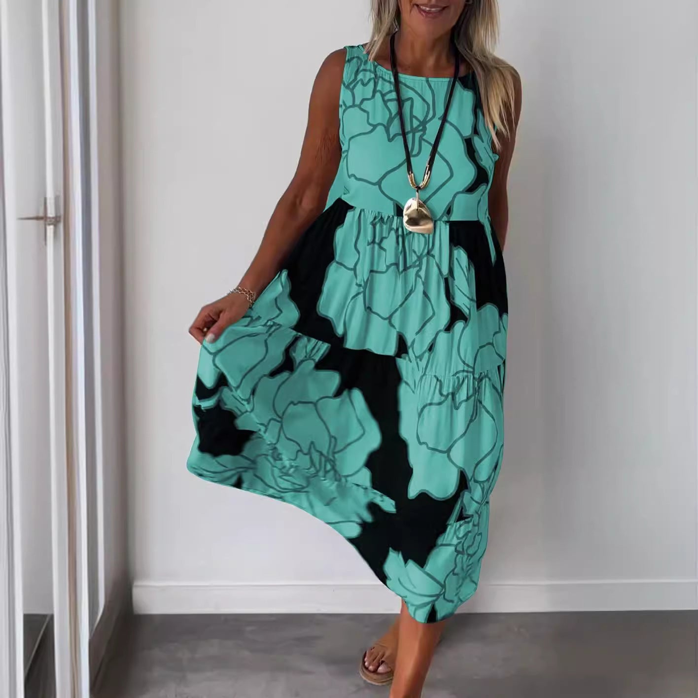 Alison – Robe sans manches à imprimé avec lacets