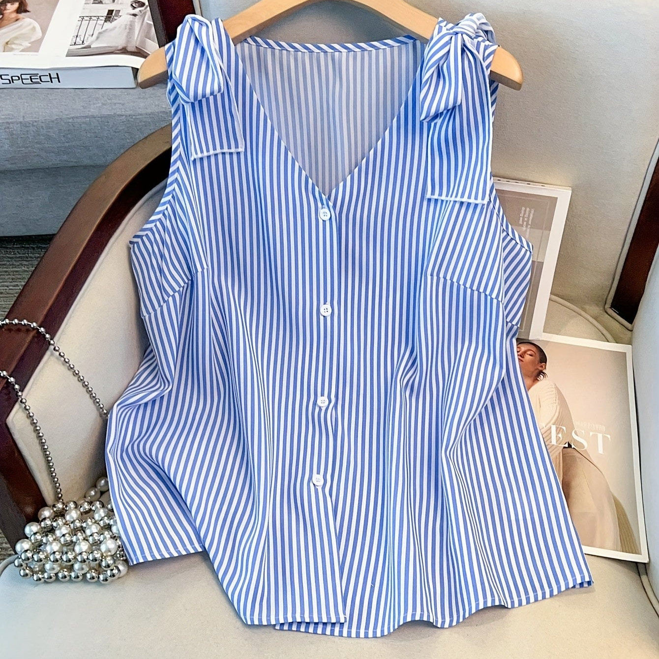Débardeur femme grande taille à rayures style élégant pour le quotidien et bureau