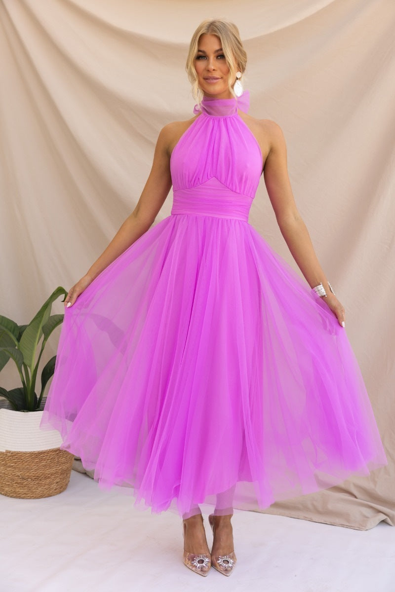 Kathleen – Robe Décontractée à Col Montant en Tulle