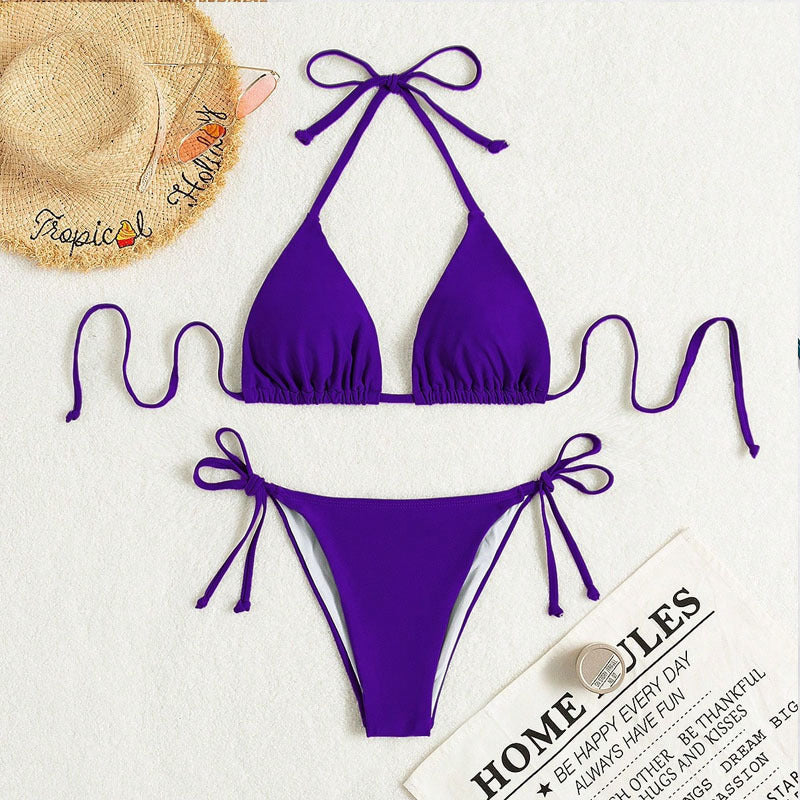 Leah – Maillot de bain bikini à nouer uni