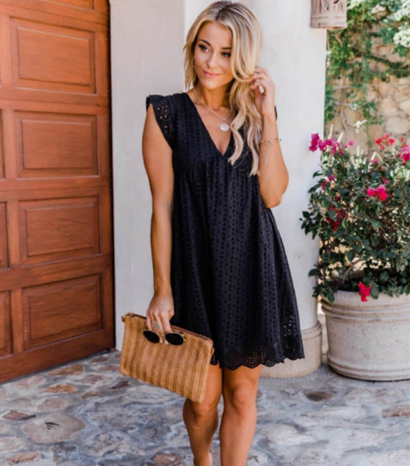Sandra – Robe d'Été Sans Manches avec Poches et Jacquard