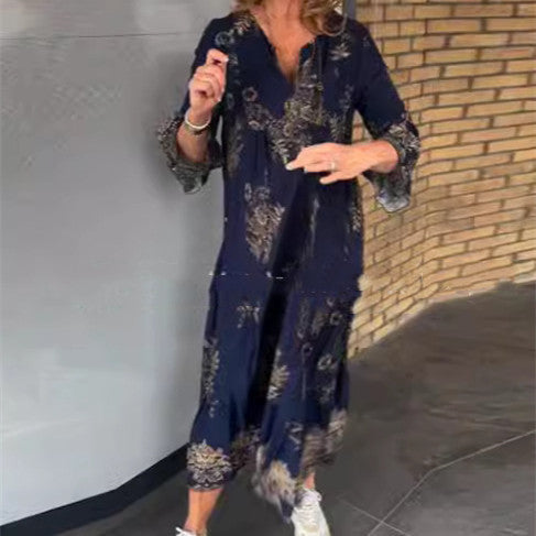Chelsea – Robe à Manches Longues Imprimée Bohème