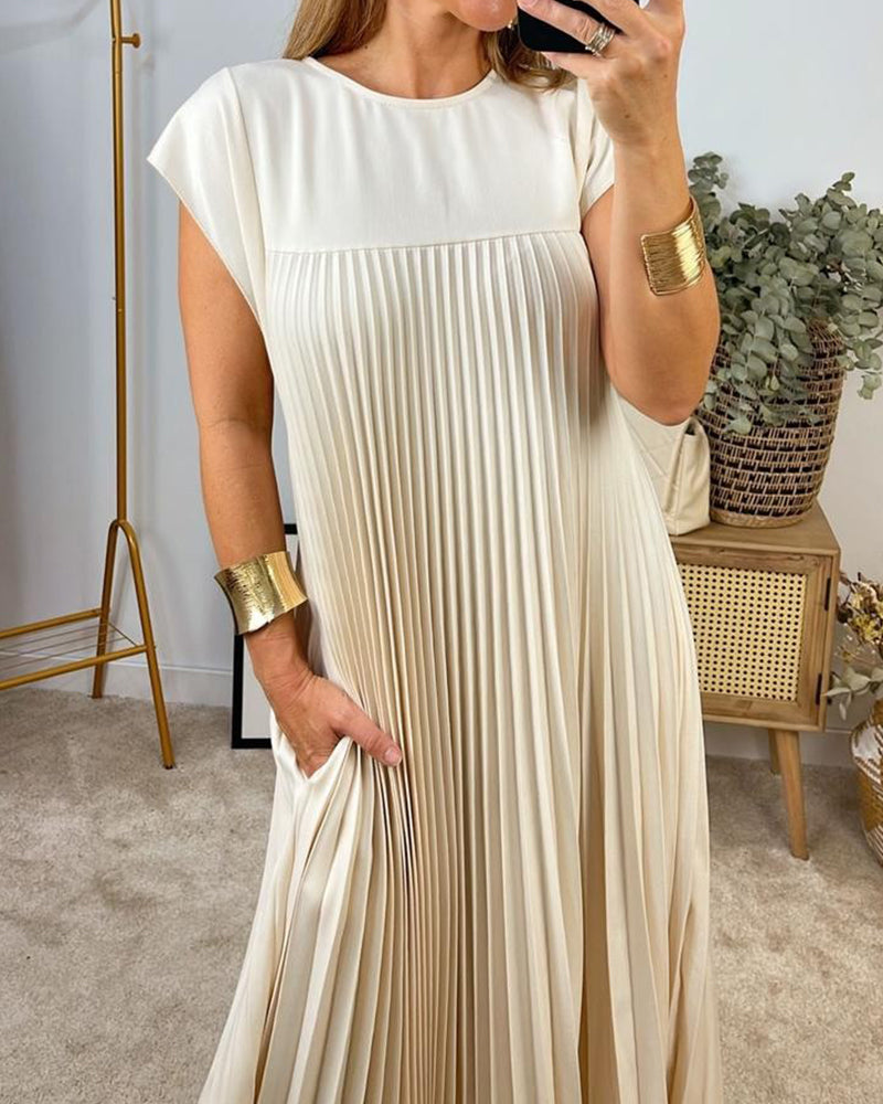 Ruth – Robe Femme Sans Manches Plissée Unie