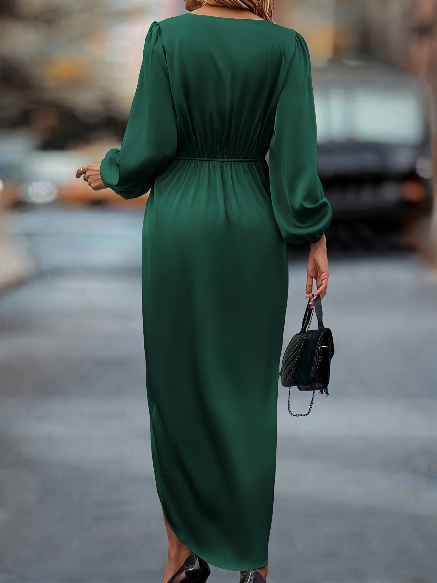 Robe portefeuille élégante de soirée pour femme, style drapé chic événement habillé