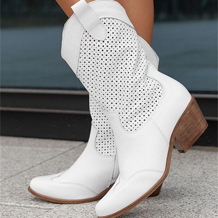 Amanda – Bottes pour femmes à talons moyens en daim brûlé