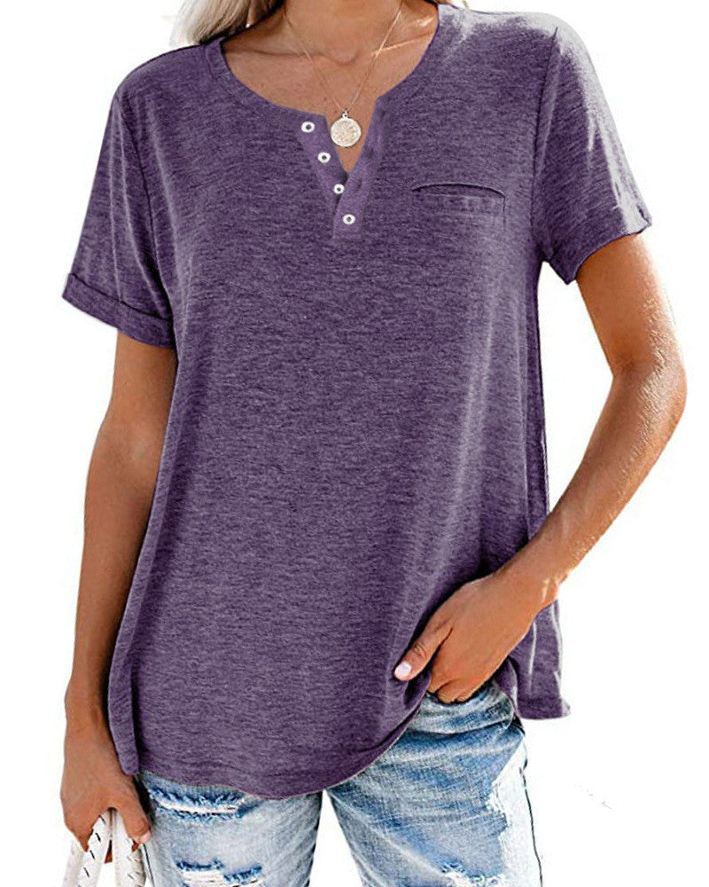 Nicole – T-shirt ample à manches courtes et col en V