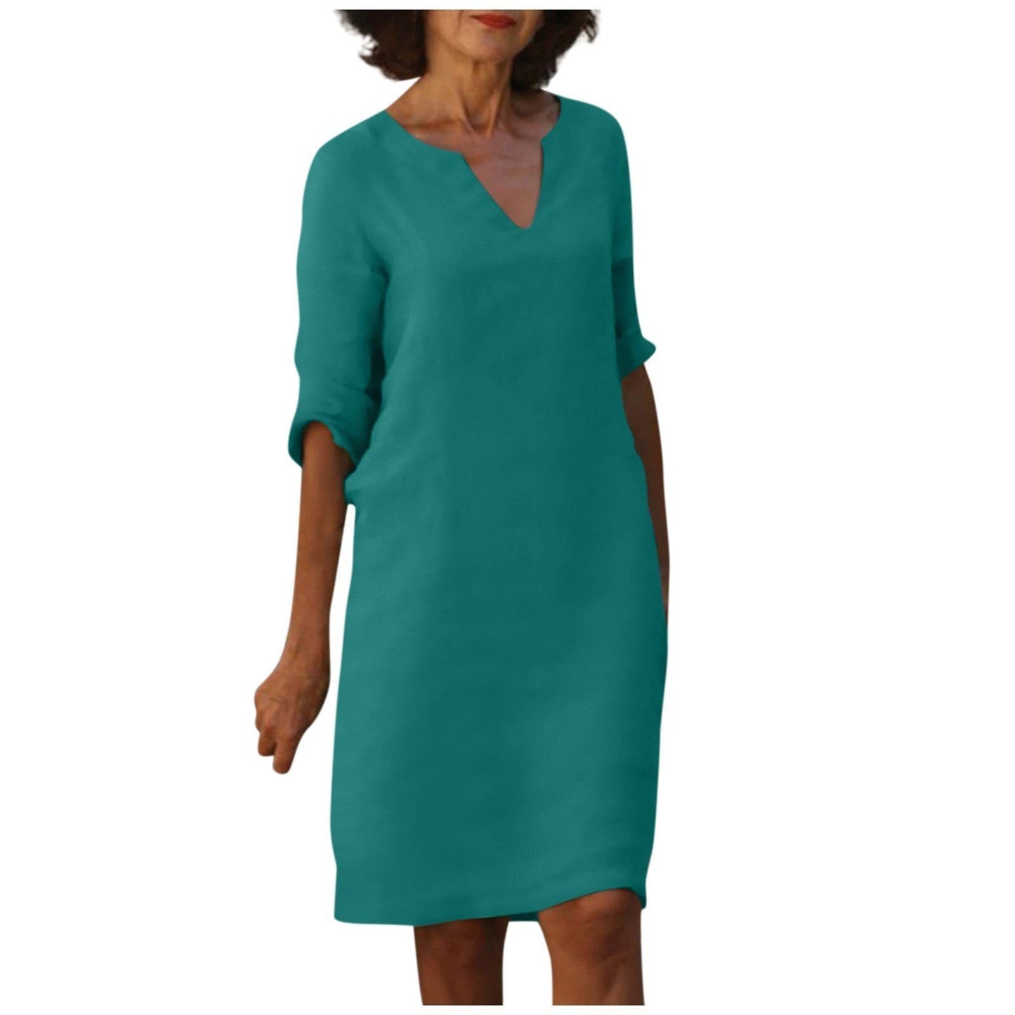 Imogen – Robe rétro en coton et lin à taille haute