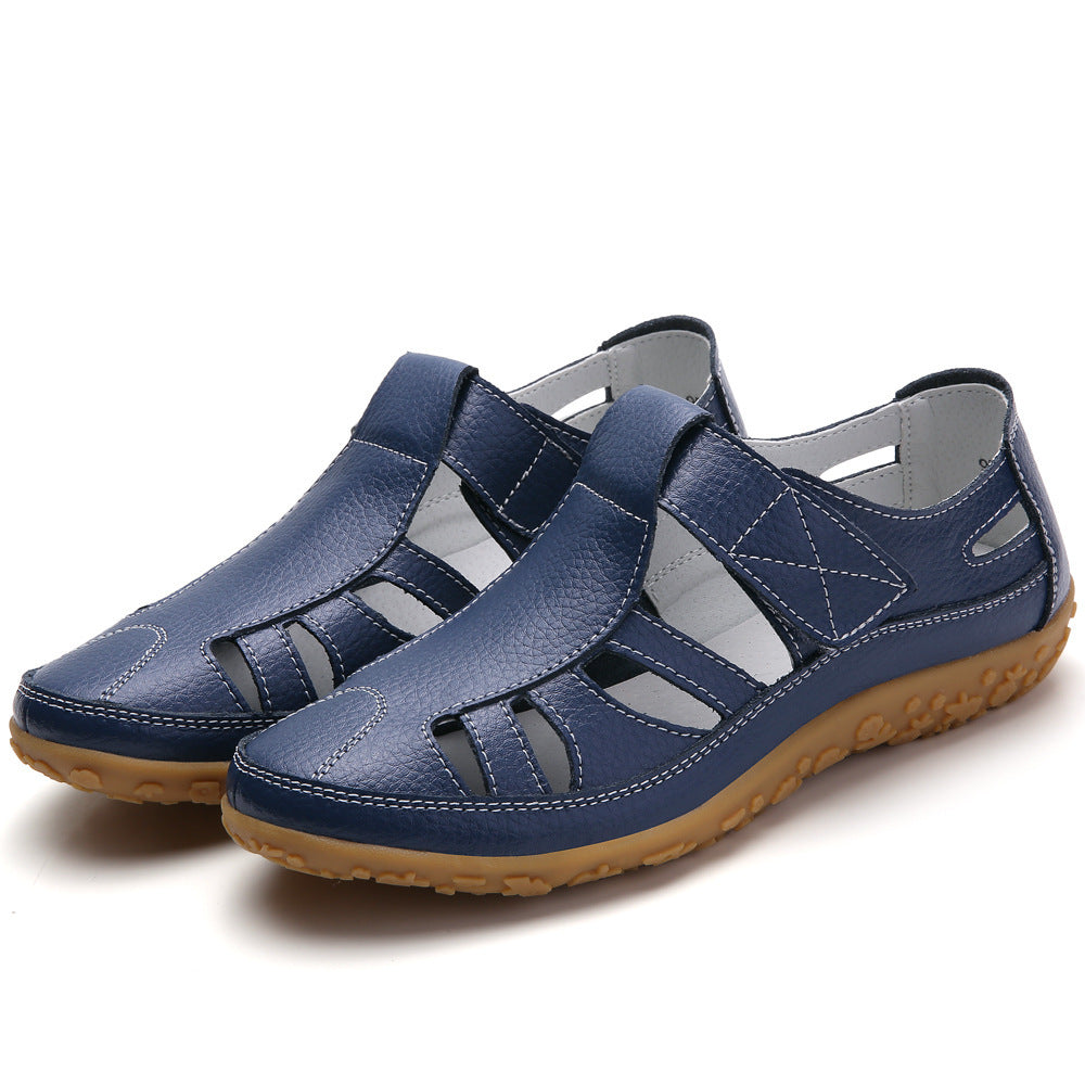 Sarah – Chaussures décontractées en cuir végan à velcro à semelle souple et rétro