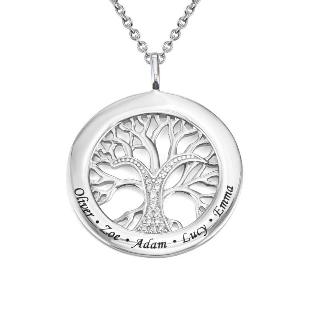 Barbara – Collier Arbre Généalogique avec Gravure et Zircon