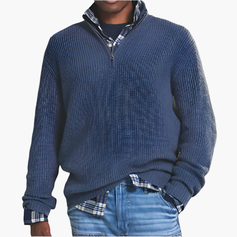 Pull zippé homme style business casual pour automne et hiver
