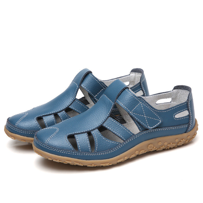 Sarah – Chaussures décontractées en cuir végan à velcro à semelle souple et rétro