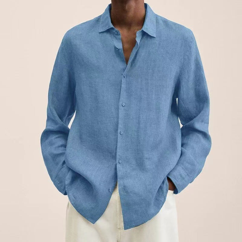 Terrence – Chemise en coton et lin décontractée pour hommes de grande taille
