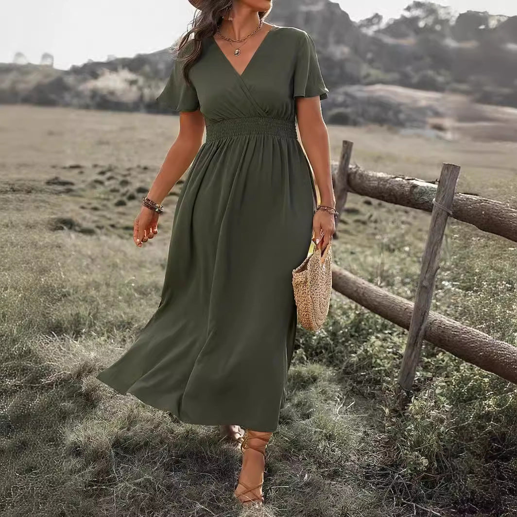 Danielle – Robe Longue avec Manches Cloche et Taille Élastique
