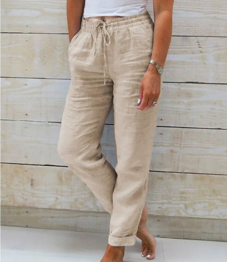 Jenny – Pantalon Décontracté en Coton et Taille Haute