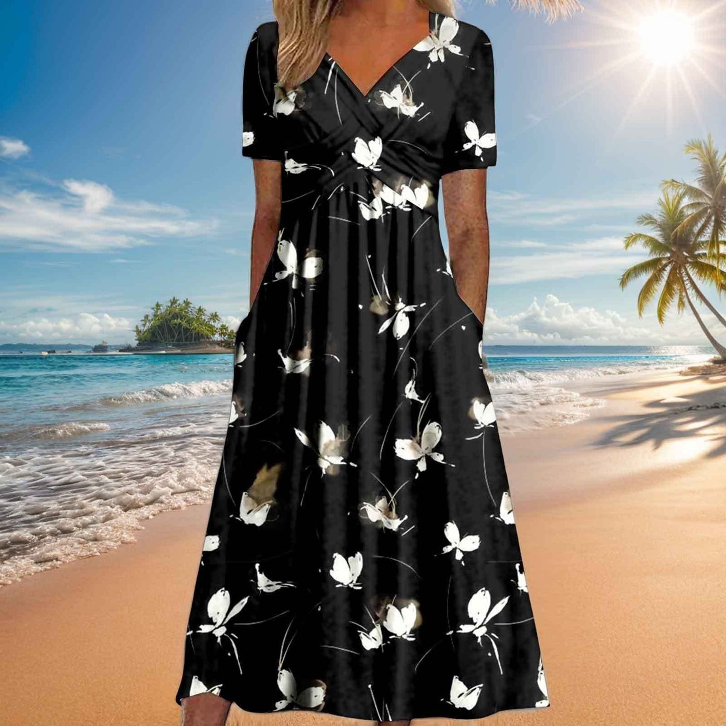 Francesca – Robe Évasée à Manches Courtes