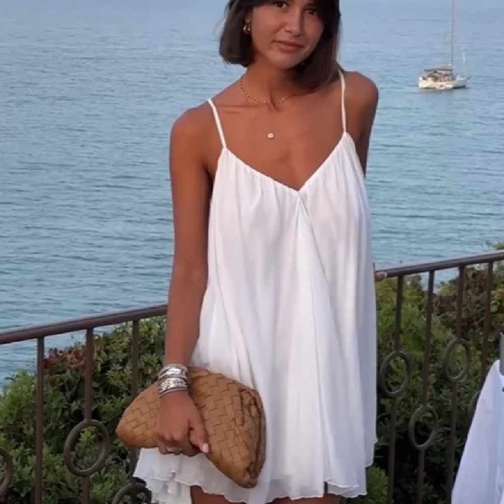 Tara – Robe Évasée Sans Manches à Col V