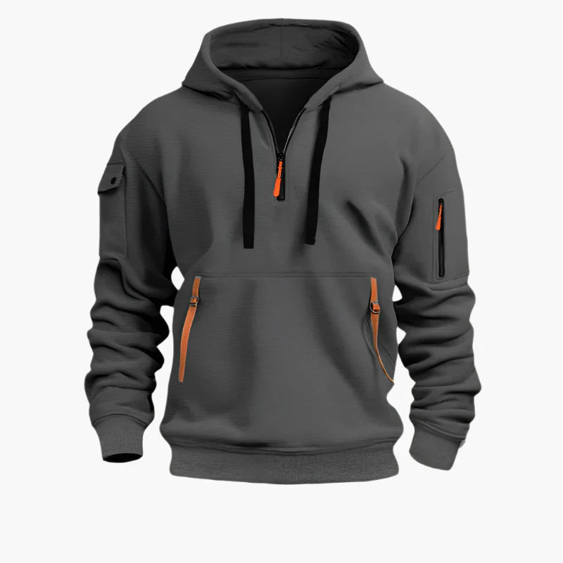 Sweat à Capuche Homme Style Artemis Urbain avec Poches Fonctionnelles et Fermetures Éclair