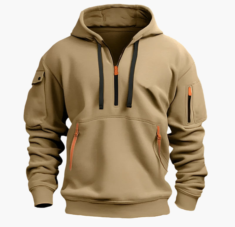 Sweat à Capuche Homme Style Artemis Urbain avec Poches Fonctionnelles et Fermetures Éclair