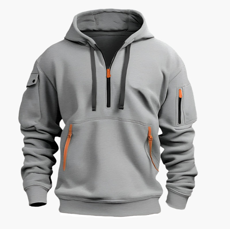 Sweat à Capuche Homme Style Artemis Urbain avec Poches Fonctionnelles et Fermetures Éclair