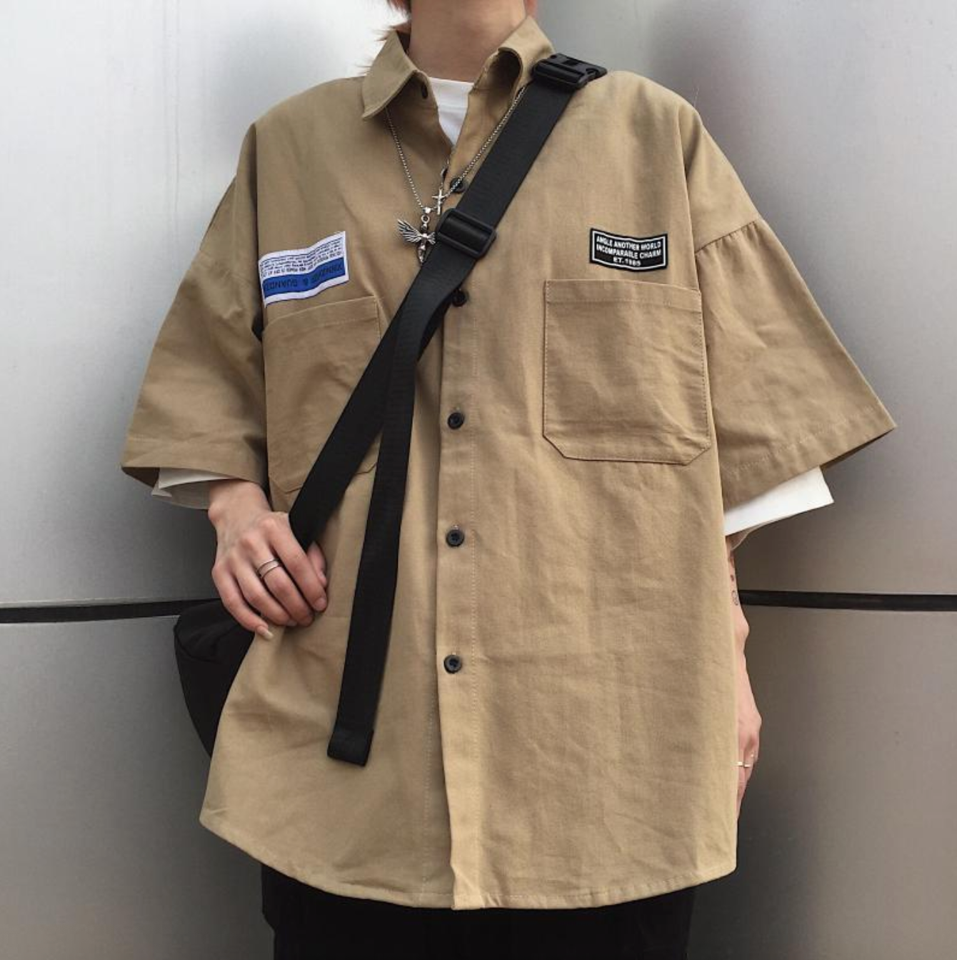Chris – Chemise de Travail Homme à Manches Courtes avec Motif Bière