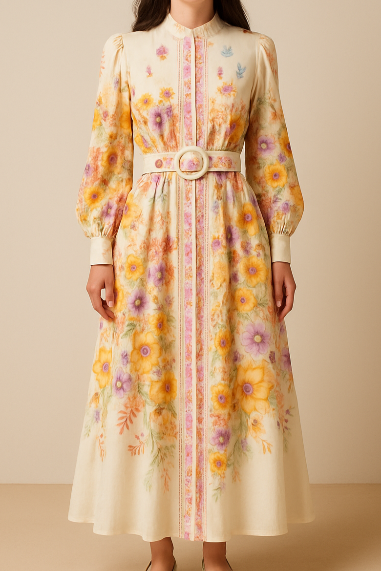 Grace – Robe Tempérament à Col Montant Simple