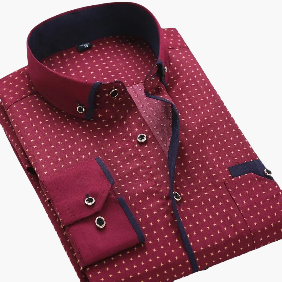 Chemise habillée homme élégante motif géométrique manches longues pour occasions formelles et affaires