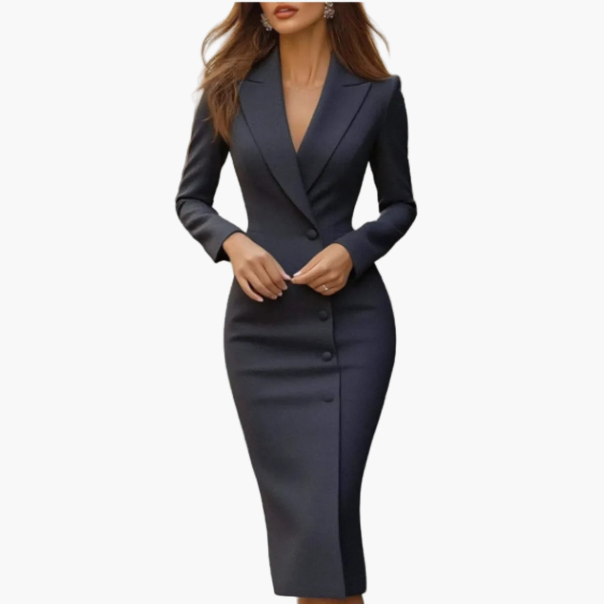 Robe blazer midi ajustée élégante pour femme - style business chic cérémonie