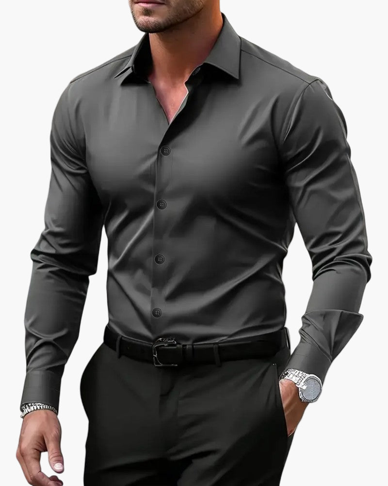 Chemise habillée homme à manches longues coupe ajustée style élégant pour occasions professionnelles et soirées