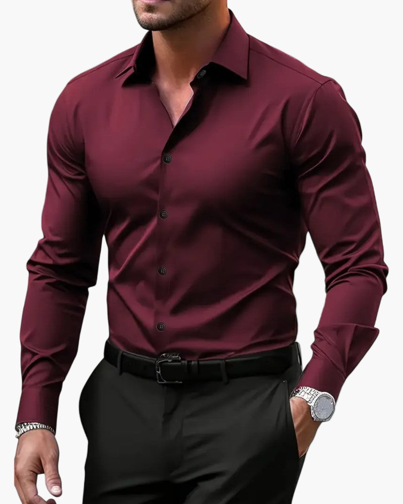 Chemise habillée homme à manches longues coupe ajustée style élégant pour occasions professionnelles et soirées