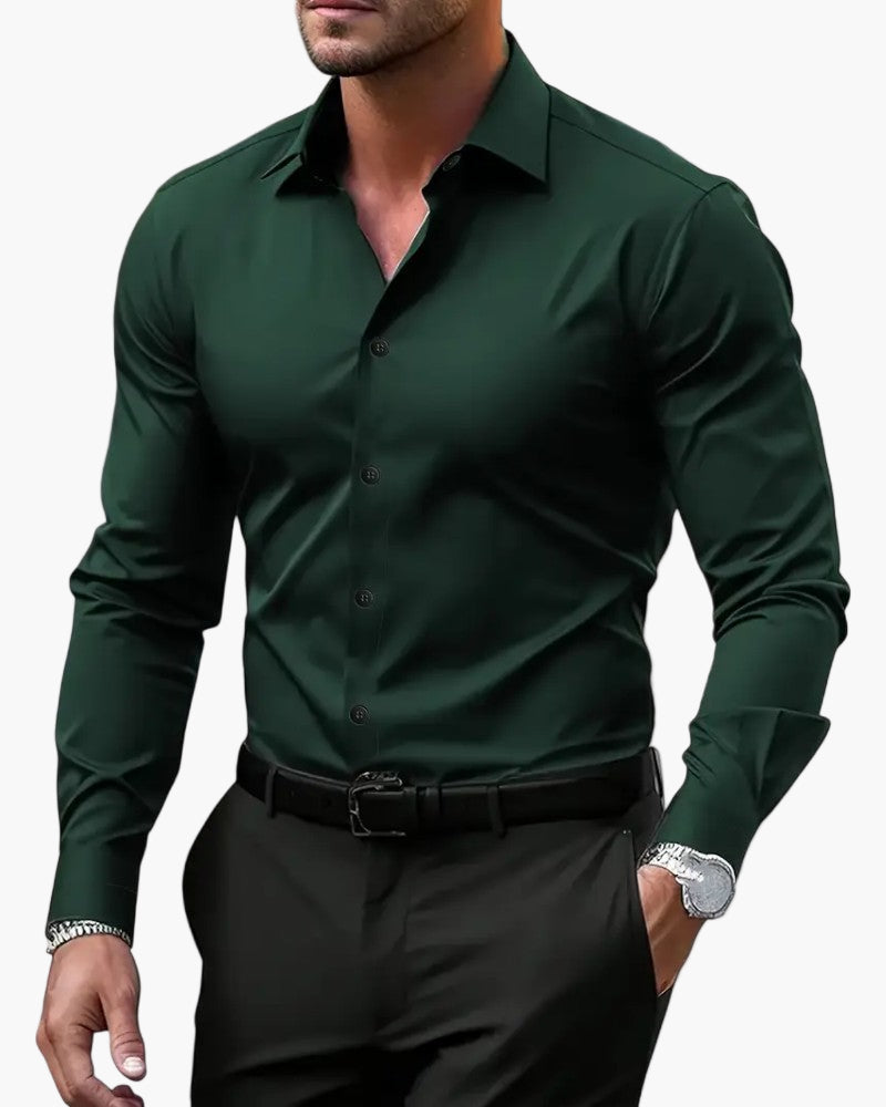 Chemise habillée homme à manches longues coupe ajustée style élégant pour occasions professionnelles et soirées