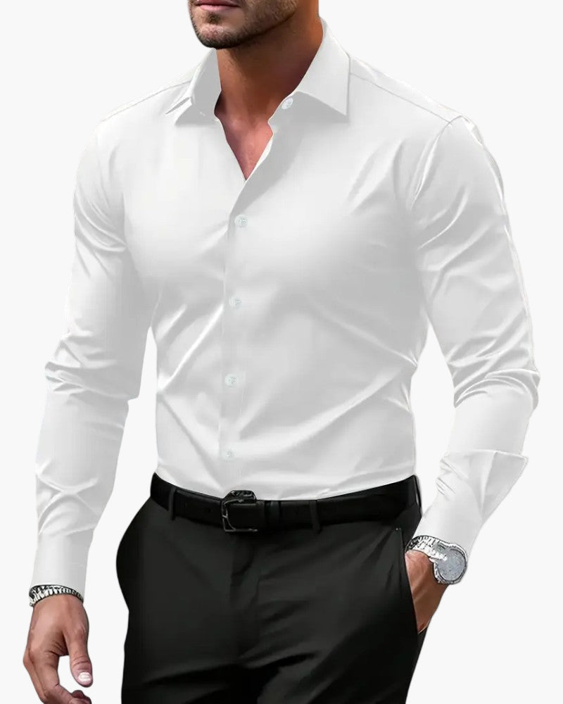 Chemise habillée homme à manches longues coupe ajustée style élégant pour occasions professionnelles et soirées