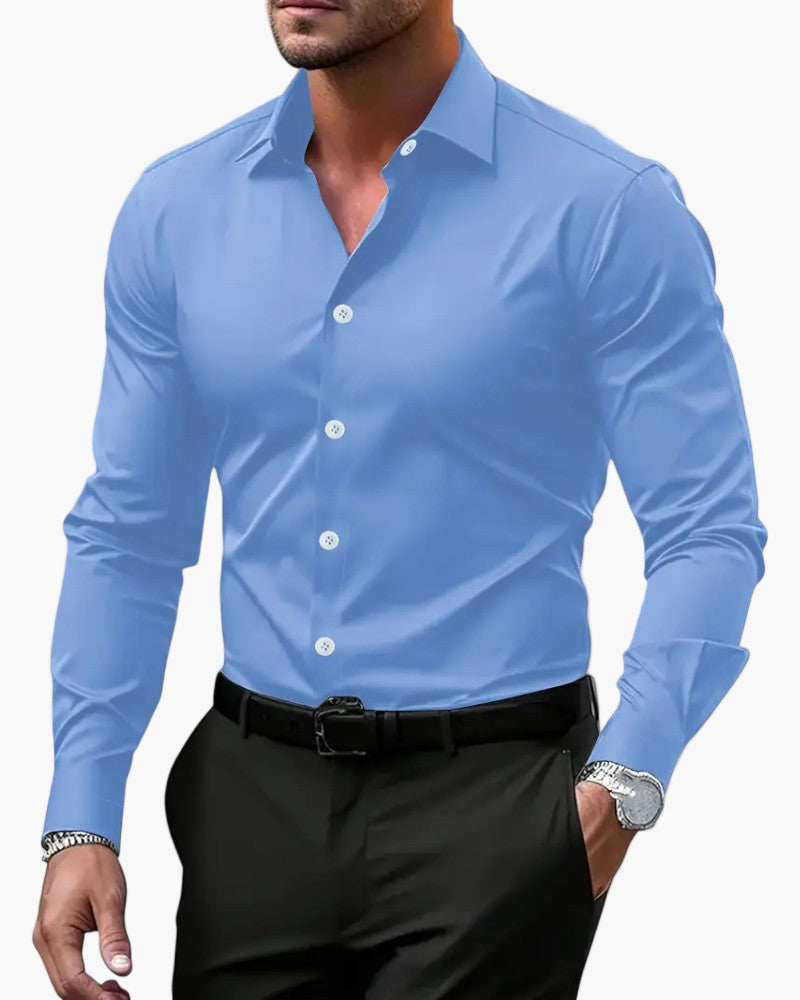 Chemise habillée homme à manches longues coupe ajustée style élégant pour occasions professionnelles et soirées