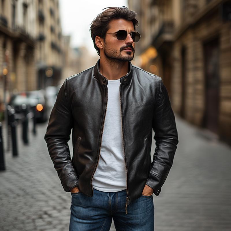 Veste de style motard élégante pour homme – Look urbain et raffiné