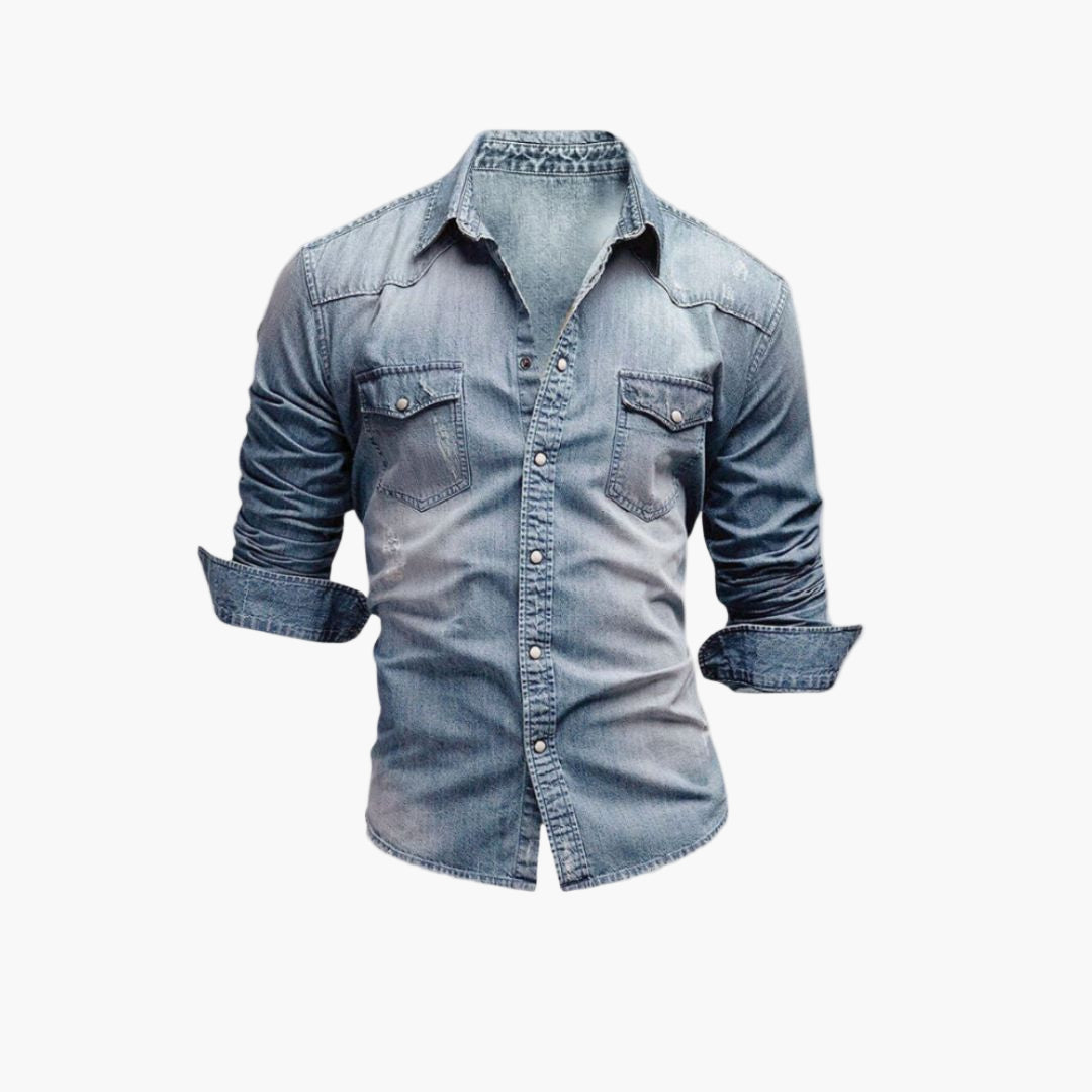 Chemise western homme style denim à boutons pression – Mode décontractée tendance