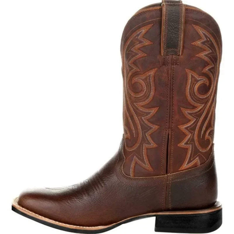 Bottes Western en Cuir Synthétique pour Homme Style Cowboy - Mode et Confort Quotidien
