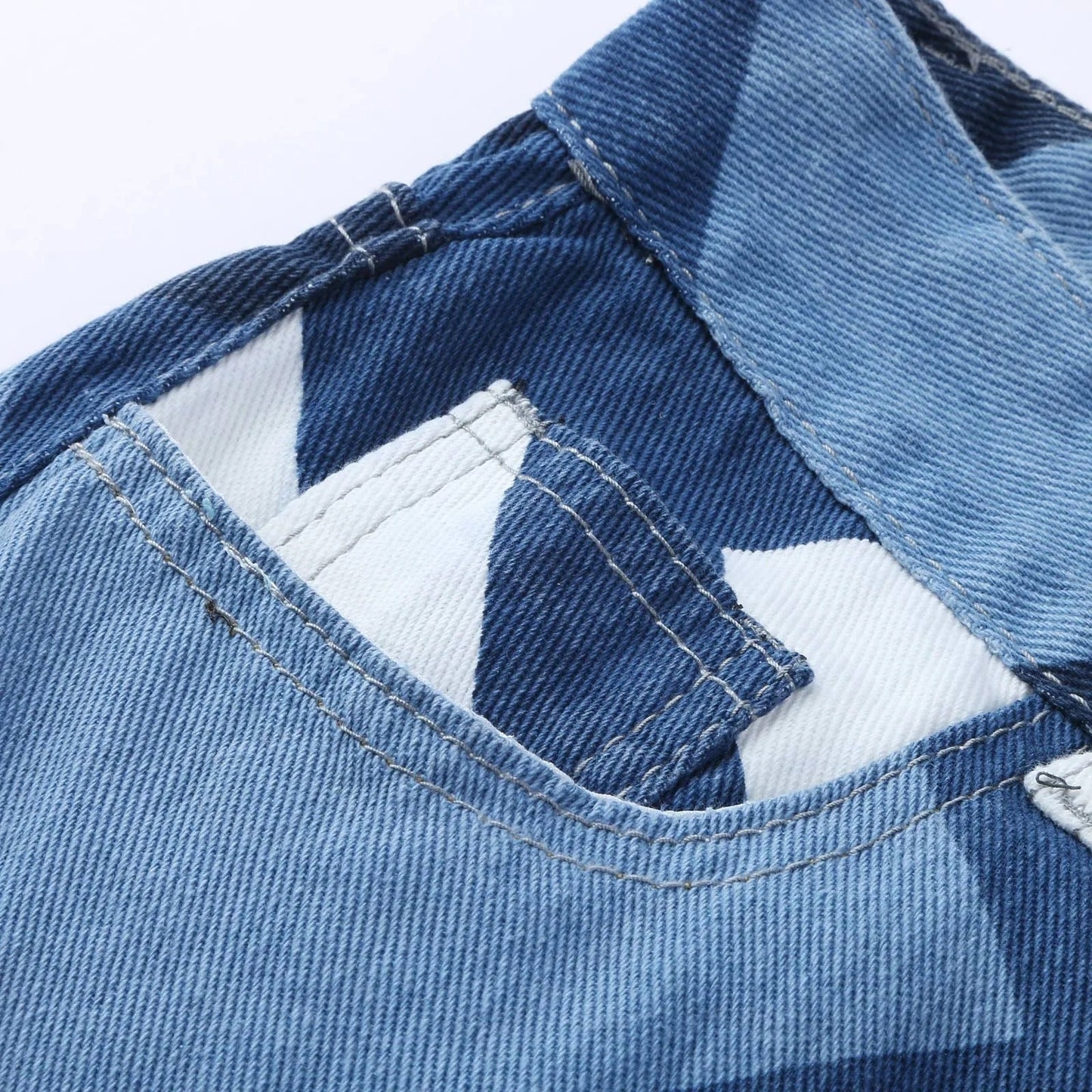 Pantalon en Jean à Motifs Géométriques