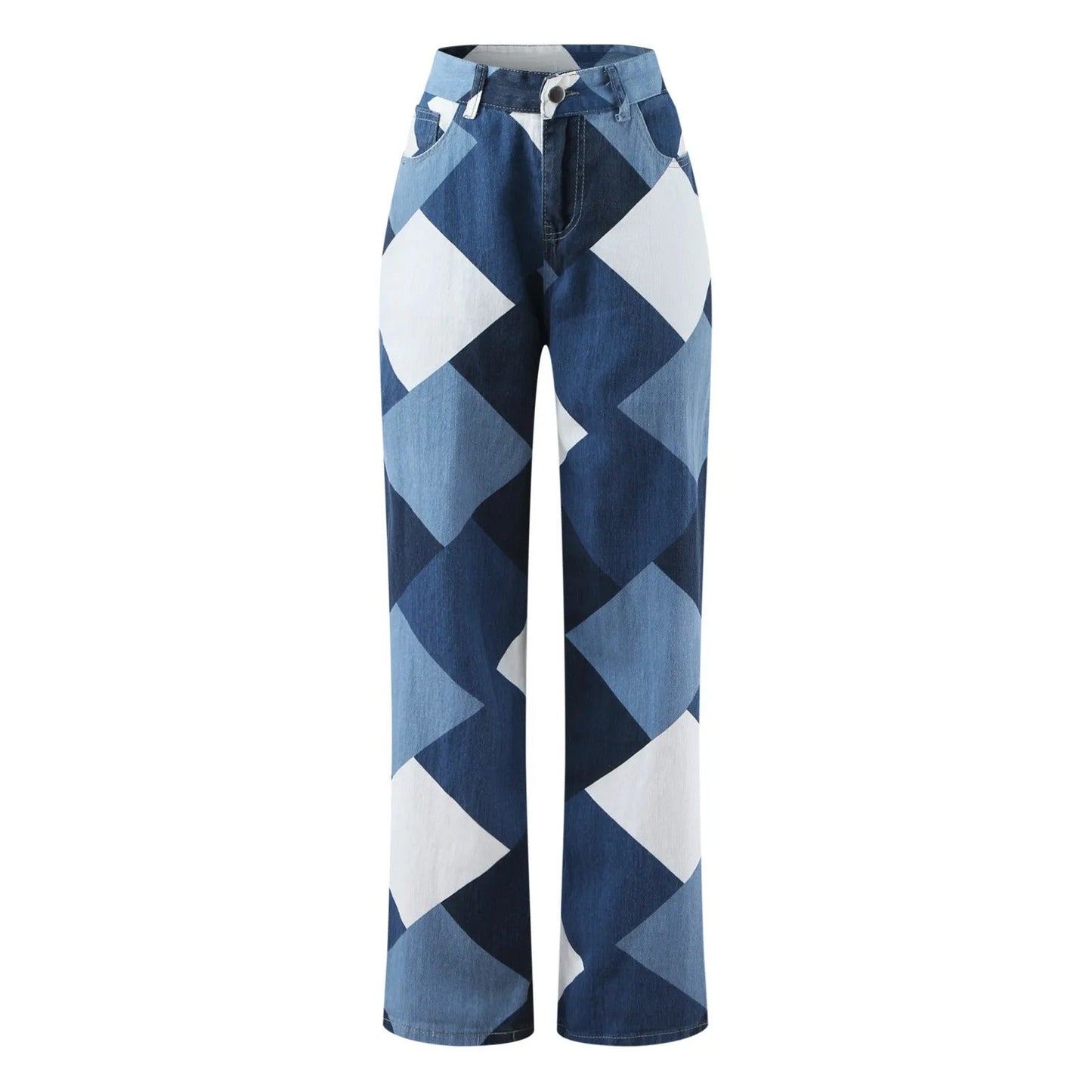 Pantalon en Jean à Motifs Géométriques