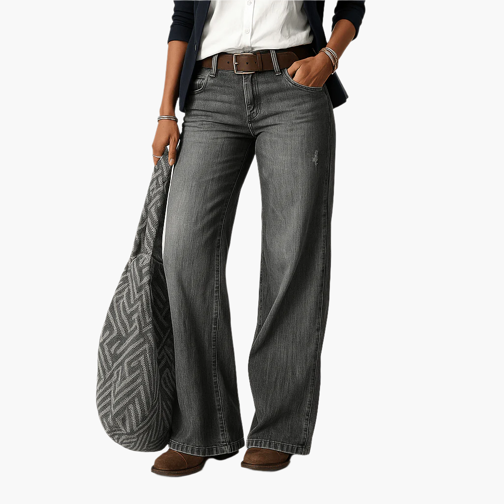 Jean Femme Large Taille Haute Style Casual Pour Tous Les Jours
