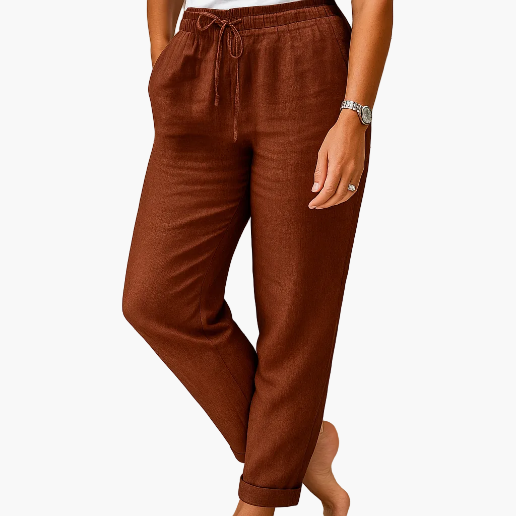 Pantaloni comodi donna vita elastica stile relax per tempo libero o vacanze