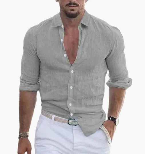 Camicia Estiva Uomo Elegante Informale – Maniche Lunghe, Aspetto Moderno, Ideale per la Stagione Calda