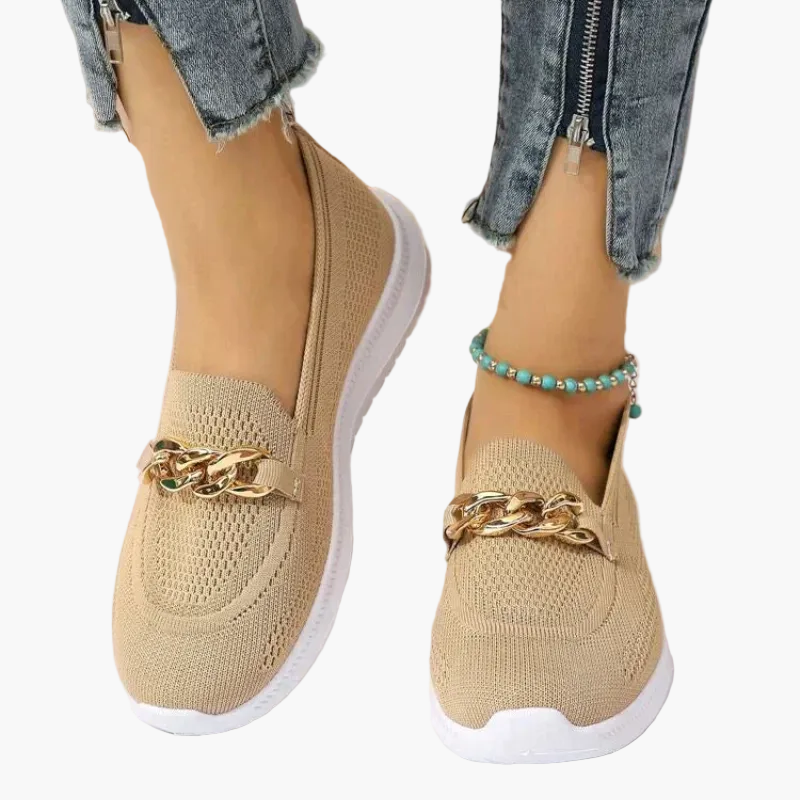 Mocassins sport femme à chaîne élégante pour confort quotidien et marche