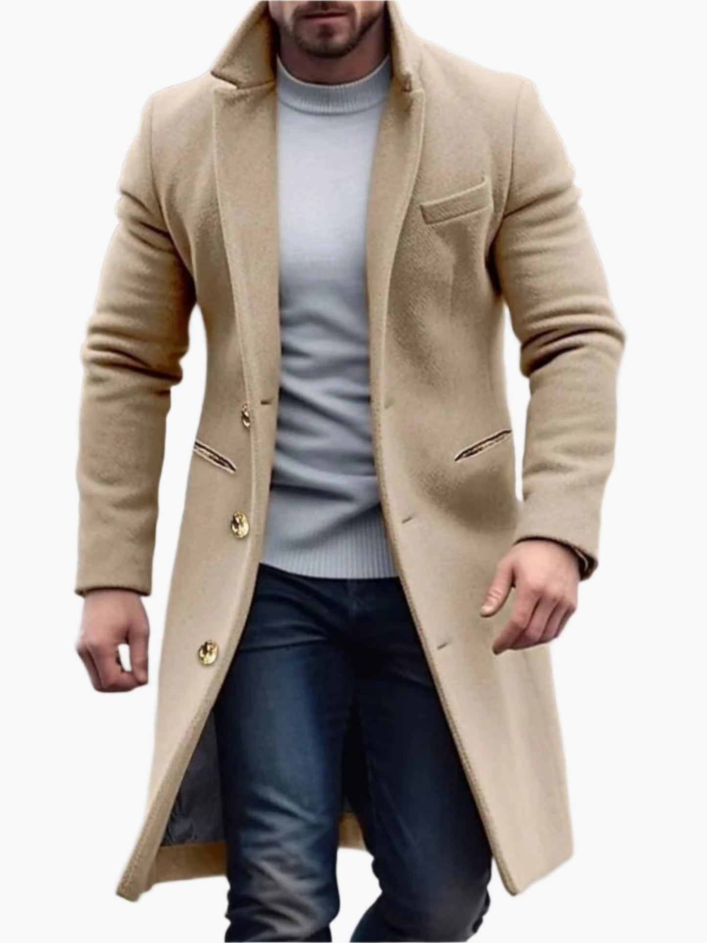 Manteau long classique pour homme – Élégance intemporelle et style moderne – Idéal automne/hiver