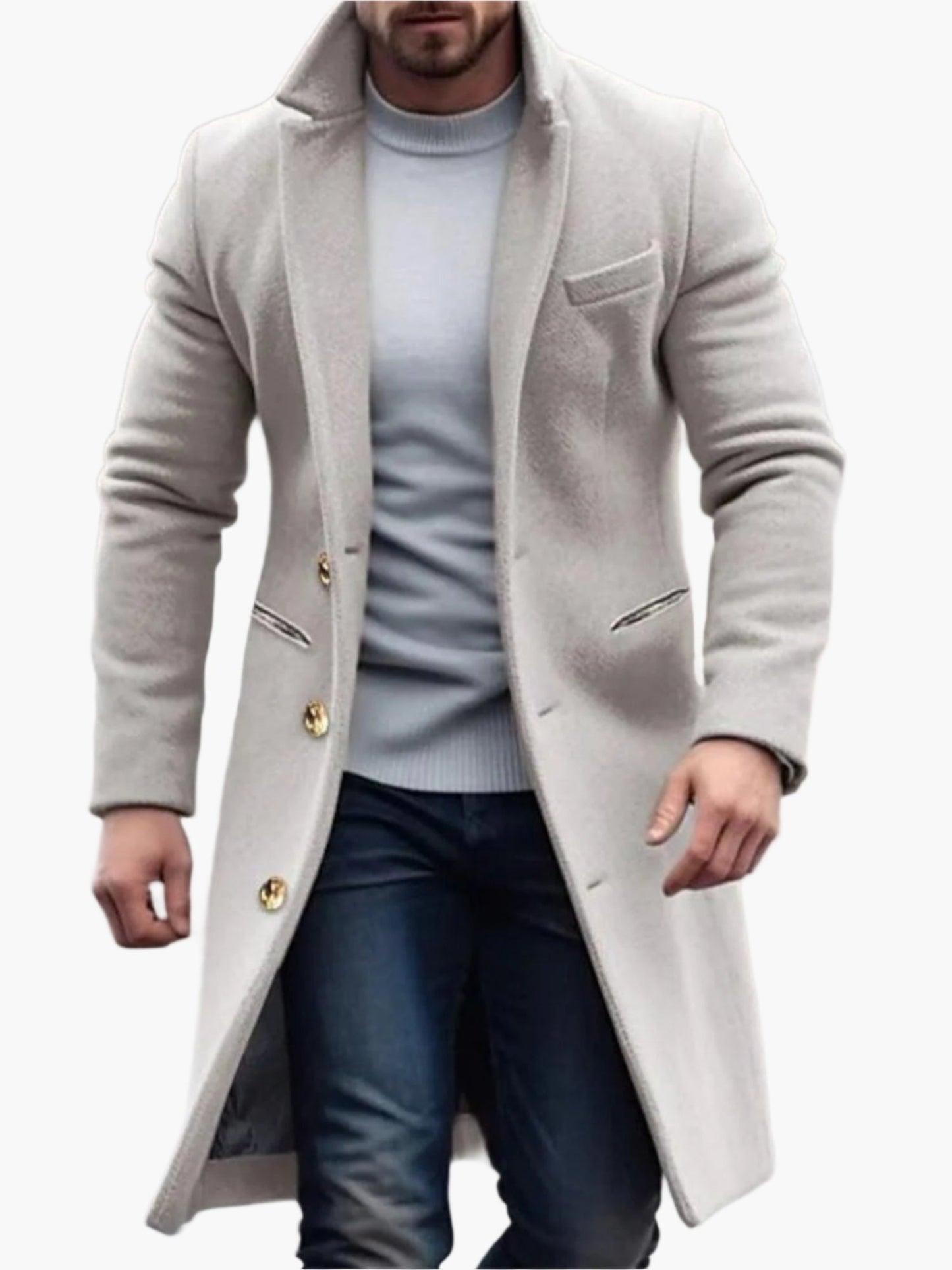 Manteau long classique pour homme – Élégance intemporelle et style moderne – Idéal automne/hiver