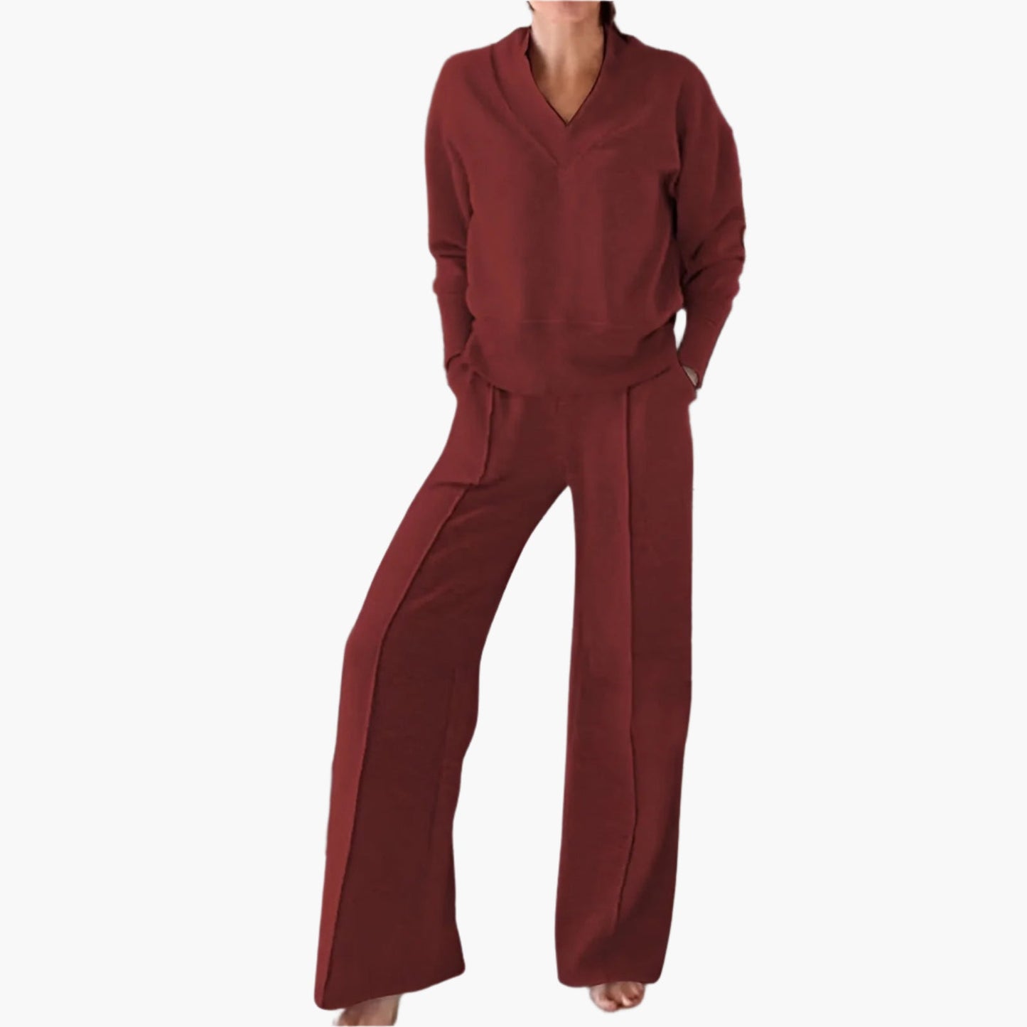 Ensemble de sport élégant pour femme deux pièces, style détente et chic, idéal pour loisirs et sorties décontractées
