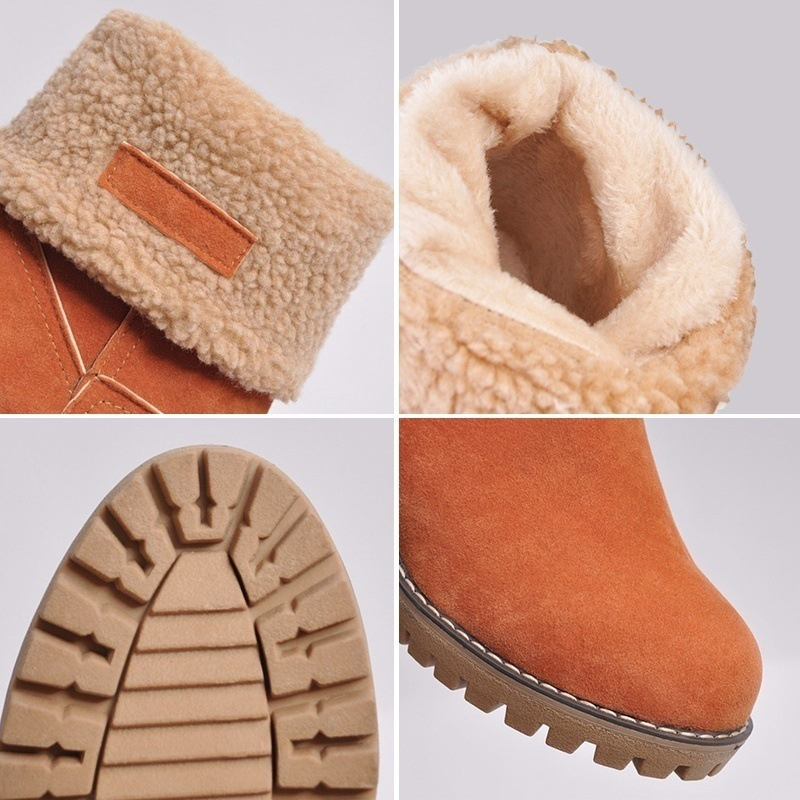 Bottes Femme Chaudes en Suédine à Revers - Confort Hiver et Style Polyvalent