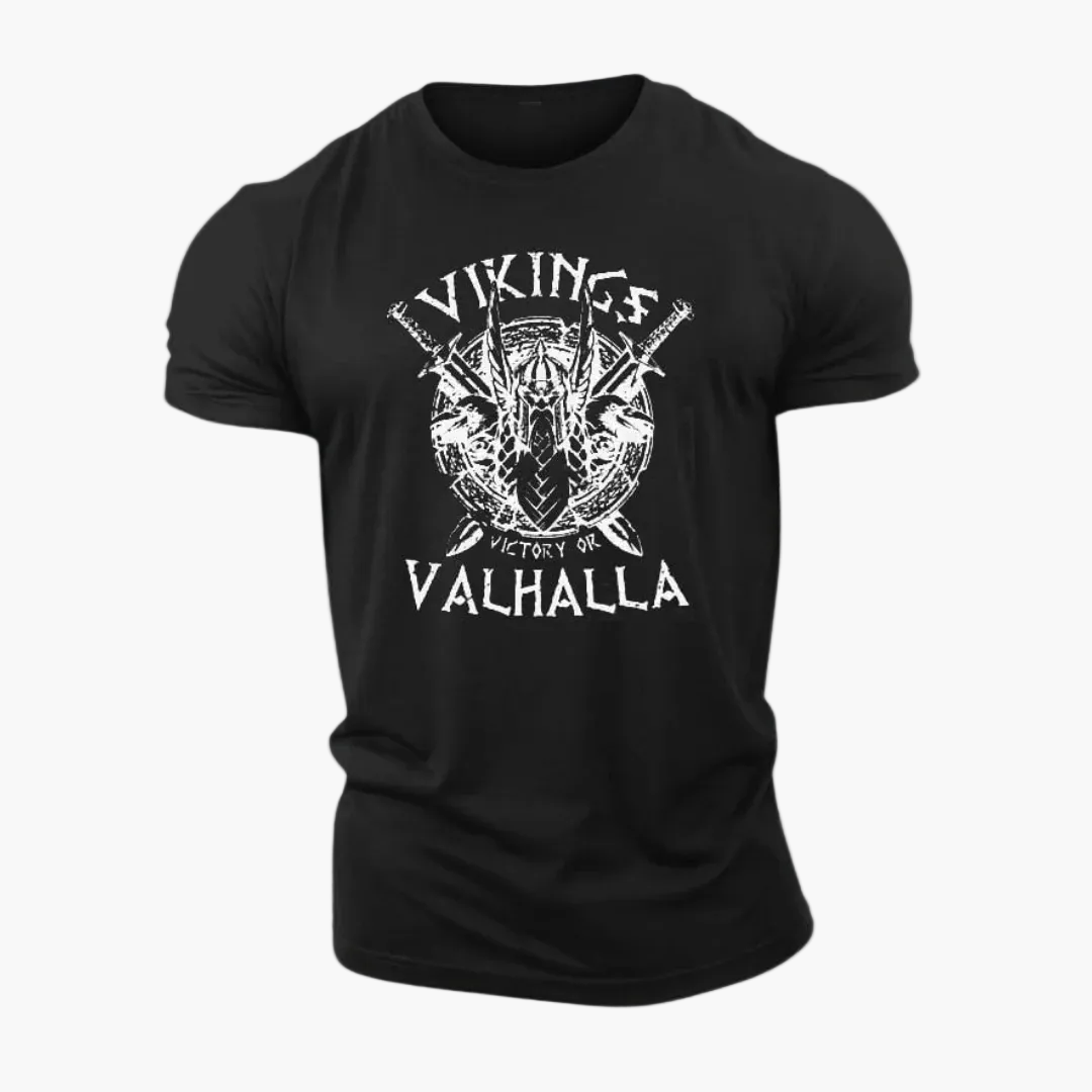 Heren T-shirt Viking Valhalla Stijl Noordelijk – Alledaags en Modieus