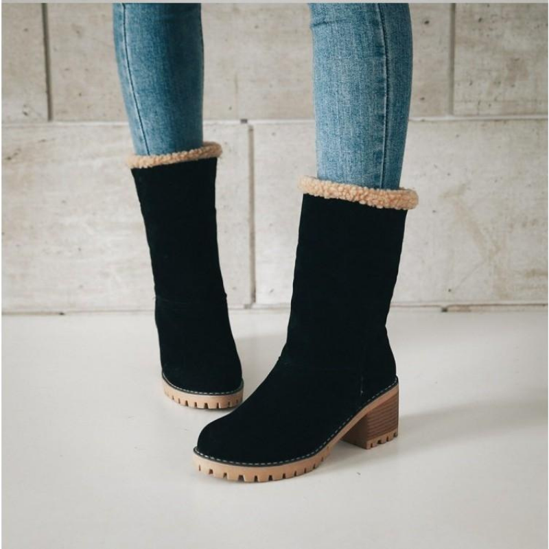 Bottes Femme Chaudes en Suédine à Revers - Confort Hiver et Style Polyvalent